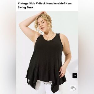 Torrid Black Handkerchief Hem Tank Top